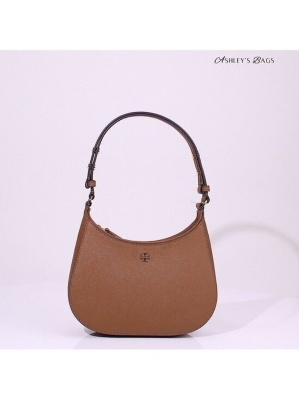 Tory Burch Emerson Saffiano Leather Shoulder Bag In Moose Brown